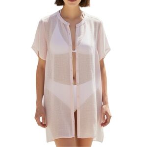 Eileen Fisher Pale Pink Sheer Button-Front Coverup